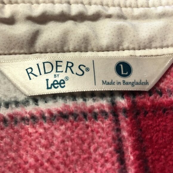 RIDERS By Lee Red & White Plaid Flannel Button Down Shirt Size Large - Picture 4 of 9